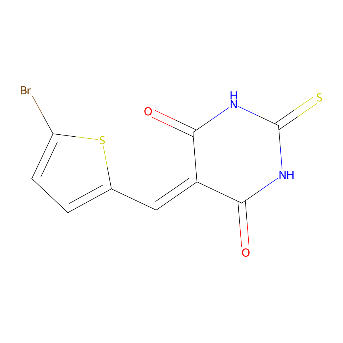 5-[(5-Bromothiophen-2-yl)methylidene]-2-sulfanylidene-1,3-diazinane-4,6-dione molecular structure, CAS 260780-33-4