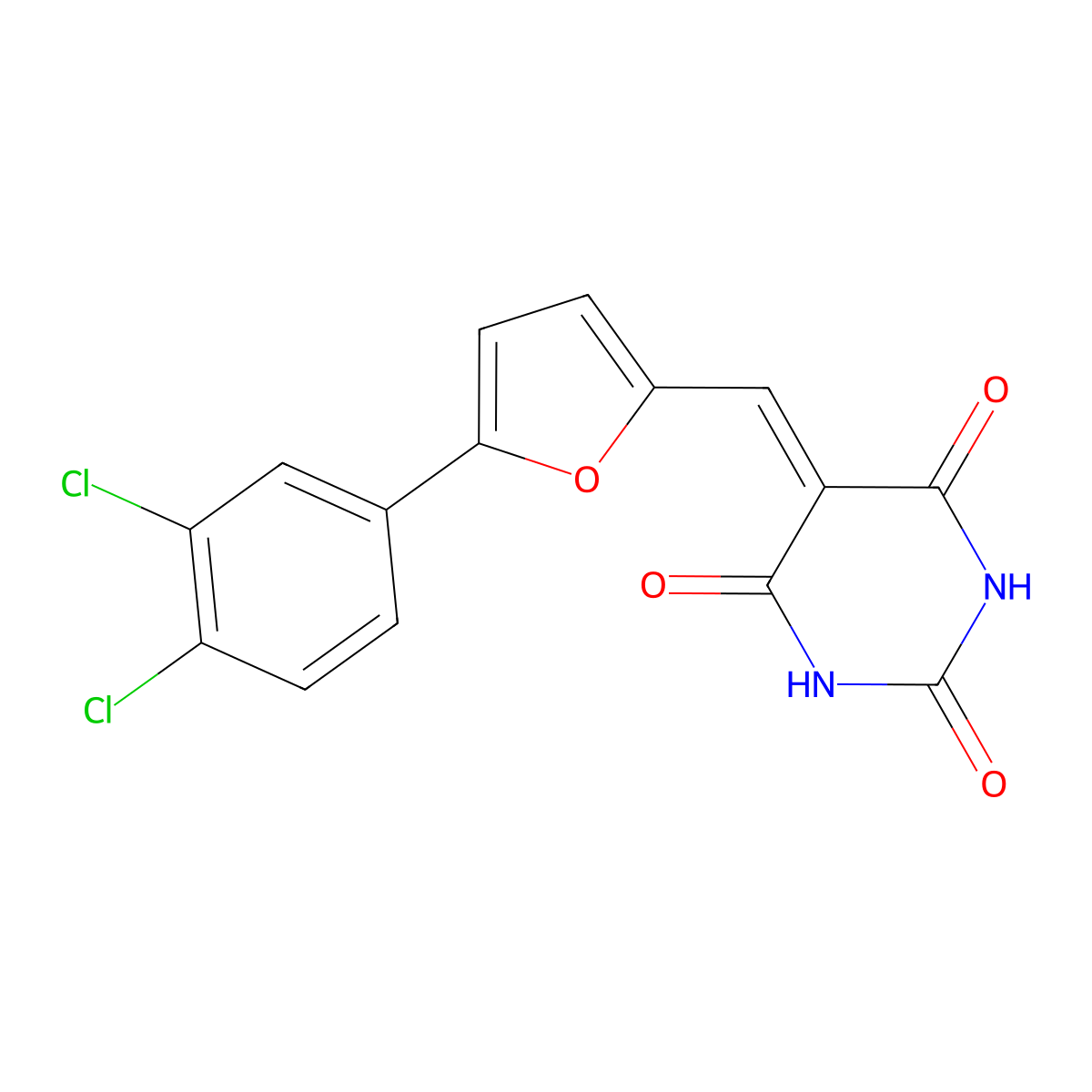 5-[[5-(3,4-Dichlorophenyl)furan-2-yl]methylidene]-1,3-diazinane-2,4,6-trione molecular structure, CAS 260780-34-5