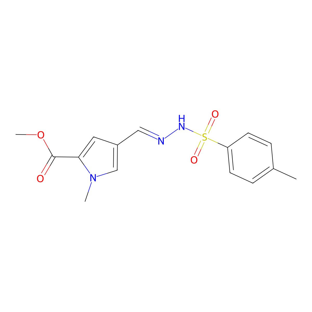 Methyl 1-methyl-4-[[2-[(4-methylphenyl)sulfonyl]hydrazinylidene]methyl]-1H-pyrrole-2-carboxylate molecular structure, CAS 260781-46-2