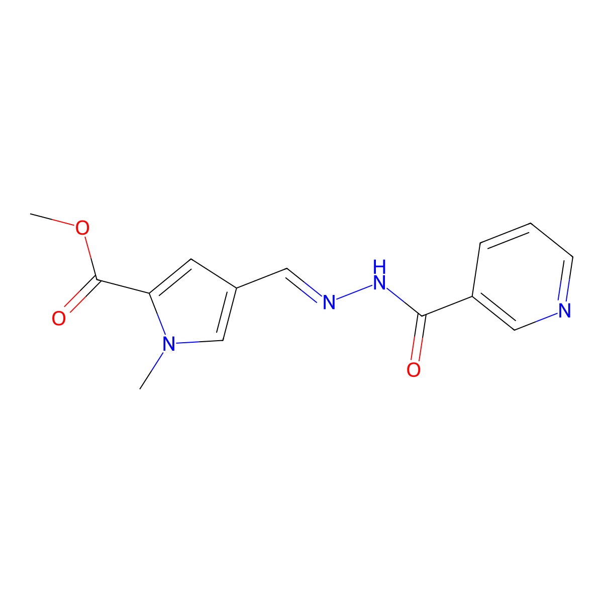 3-Pyridinecarboxylic acid, 2-[[5-(methoxycarbonyl)-1-methyl-1H-pyrrol-3-yl]methylene]hydrazide molecular structure, CAS 260781-66-6