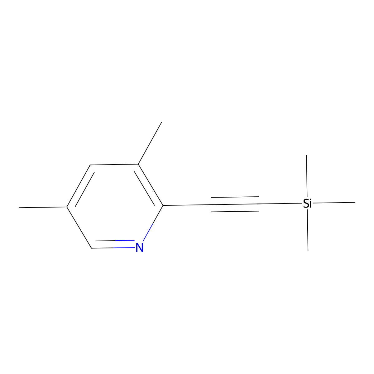 3,5-Dimethyl-2-((trimethylsilyl)ethynyl)pyridine molecular structure, CAS 2607856-82-4