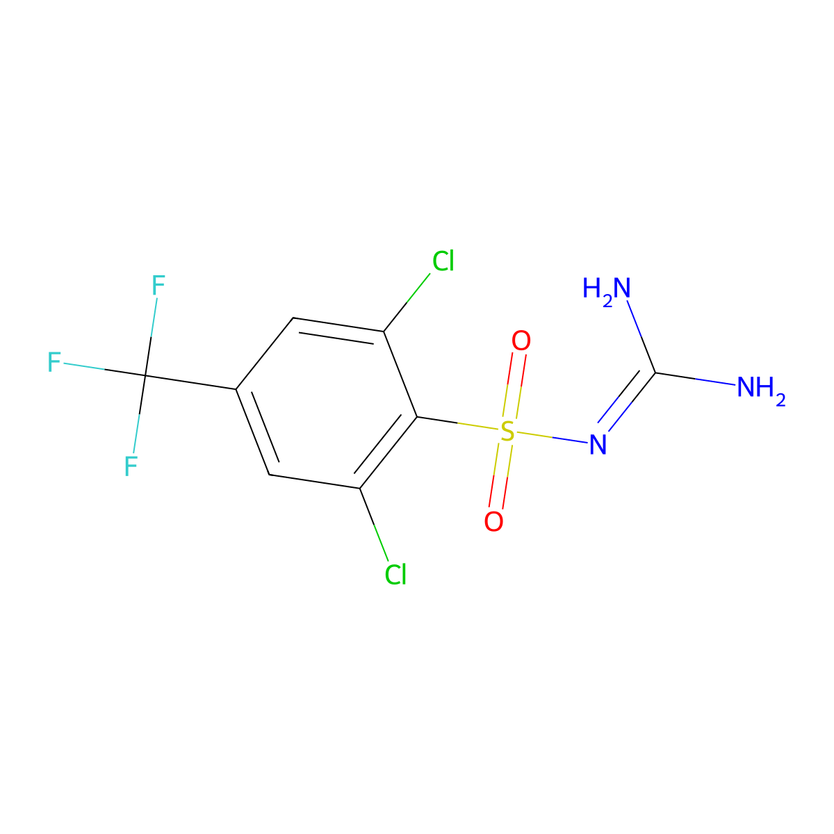 2-[2,6-Dichloro-4-(trifluoromethyl)phenyl]sulfonylguanidine molecular structure, CAS 260788-63-4