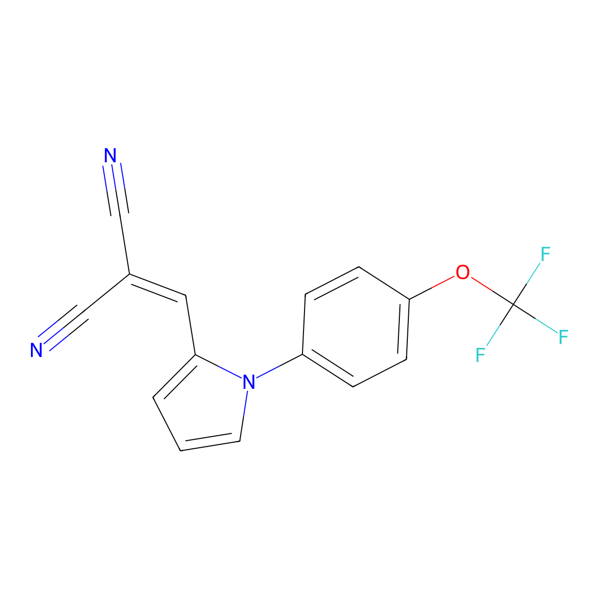 2-({1-[4-(trifluoromethoxy)phenyl]-1H-pyrrol-2-yl}methylene)malononitrile molecular structure, CAS 260788-89-4