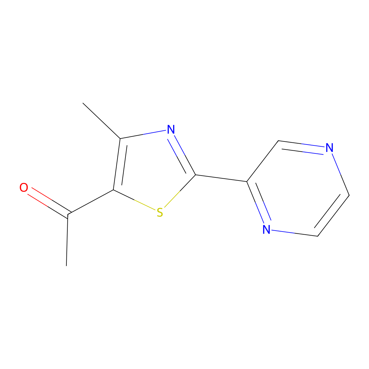5-Acetyl-4-methyl-2-(2-pyrazinyl)thiazole molecular structure, CAS 260789-23-9