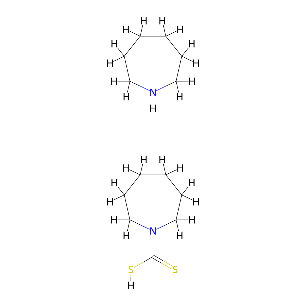 1H-Azepine-1-carbodithioic acid, hexahydro-, compd. with hexahydro-1H-azepine (1:1) molecular structure, CAS 2608-11-9