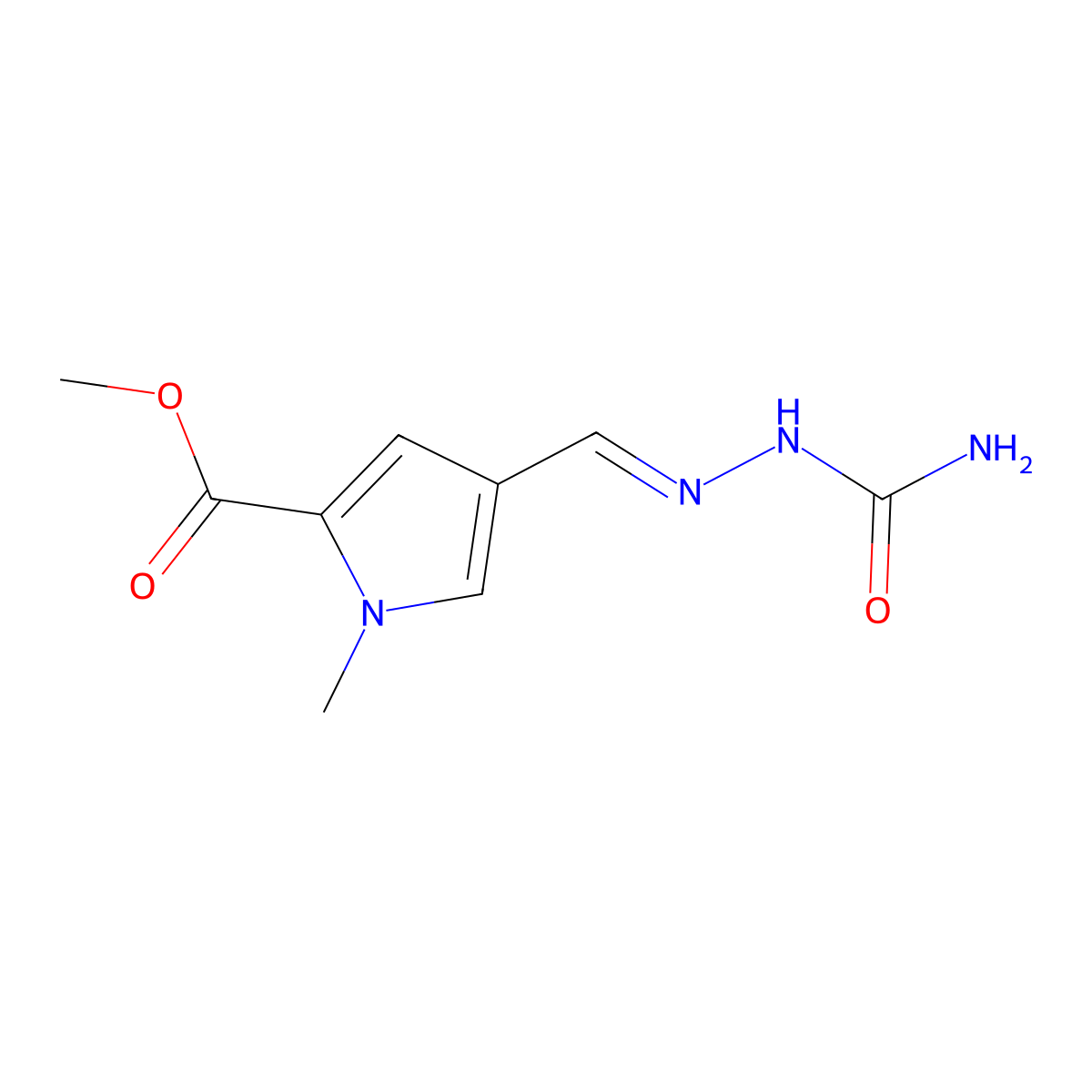 Methyl 4-[[2-(aminocarbonyl)hydrazinylidene]methyl]-1-methyl-1H-pyrrole-2-carboxylate molecular structure, CAS 260802-65-1