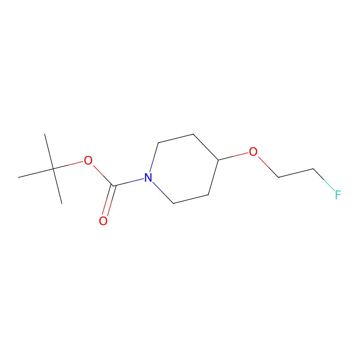 Tert-butyl 4-(2-fluoroethoxy)piperidine-1-carboxylate molecular structure, CAS 2608050-03-7