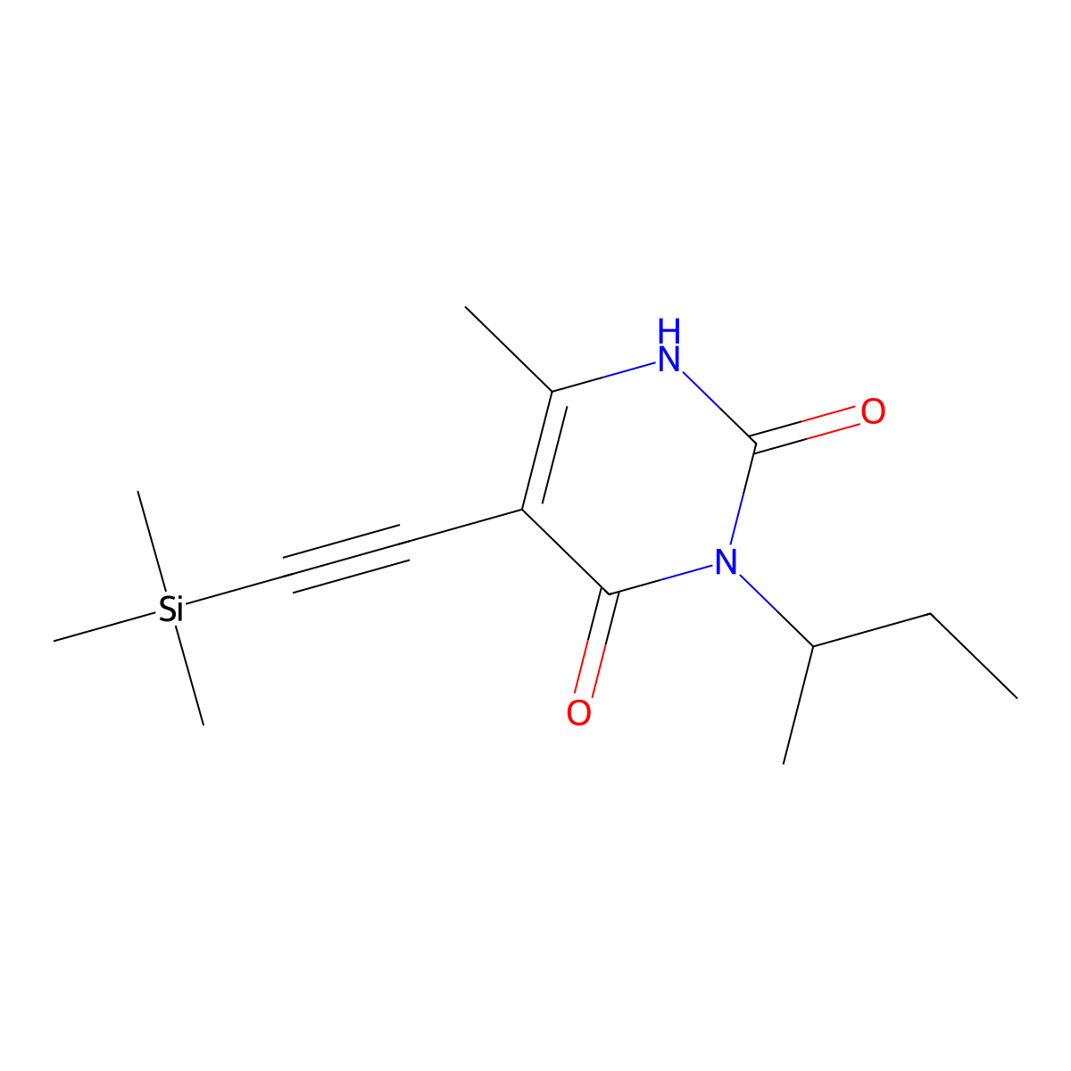 3-(sec-butyl)-6-methyl-5-((trimethylsilyl)ethynyl)pyrimidine-2,4(1H,3H)-dione molecular structure, CAS 2608597-37-9