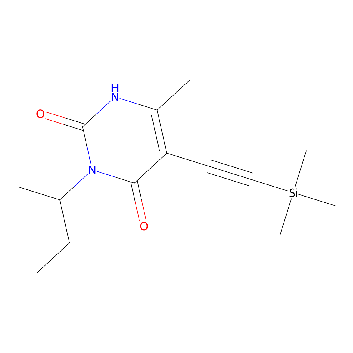 3-(sec-butyl)-6-methyl-5-((trimethylsilyl)ethynyl)pyrimidine-2,4(1H,3H)-dione molecular structure, CAS 2608597-37-9