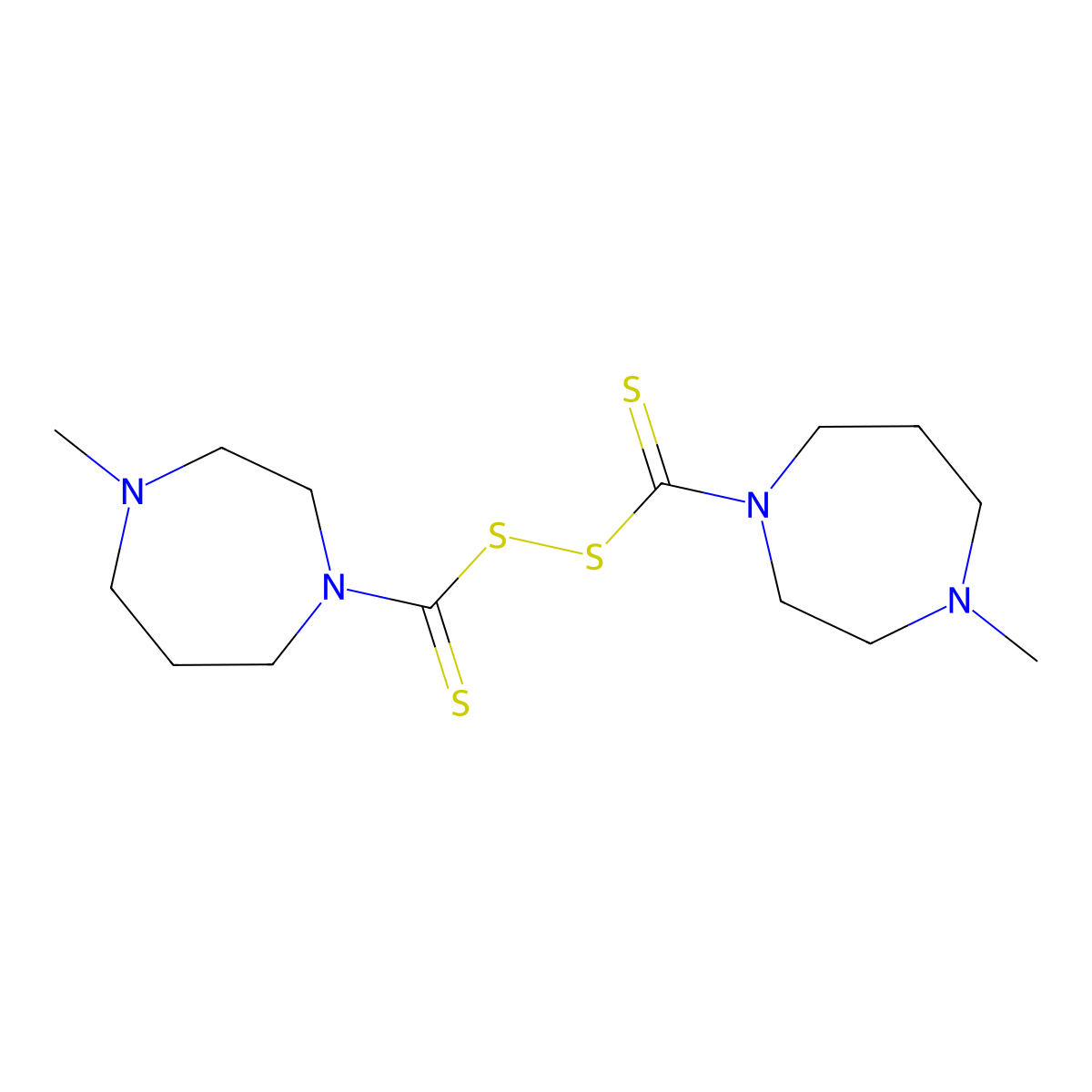 1H-1,4-Diazepine, 1,1'-(dithiodicarbonothioyl)bis(hexahydro-4-methyl- molecular structure, CAS 26087-98-9