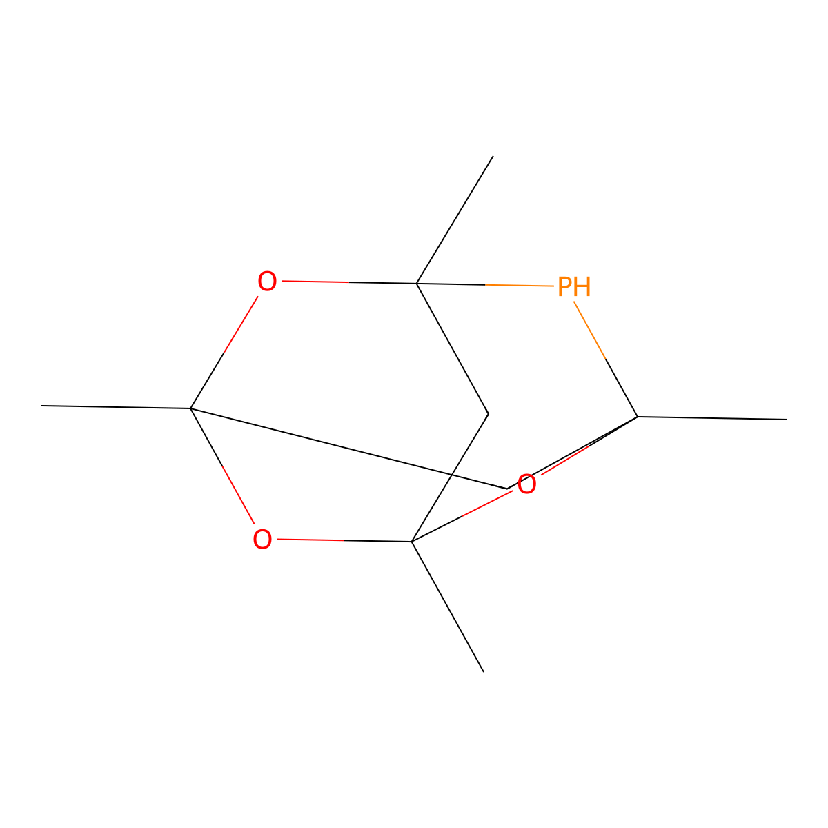 1,3,5,7-Tetramethyl-2,4,6-trioxa-8-phosphatricyclo[3.3.1.13,7]decane molecular structure, CAS 26088-25-5