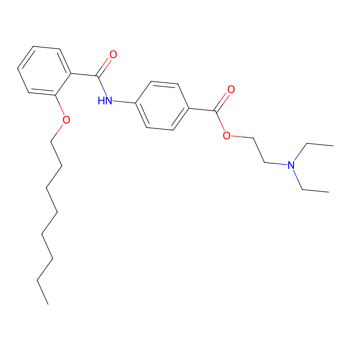 2-(Diethylamino)ethyl 4-(2-(octyloxy)benzamido)benzoate molecular structure, CAS 26090-29-9