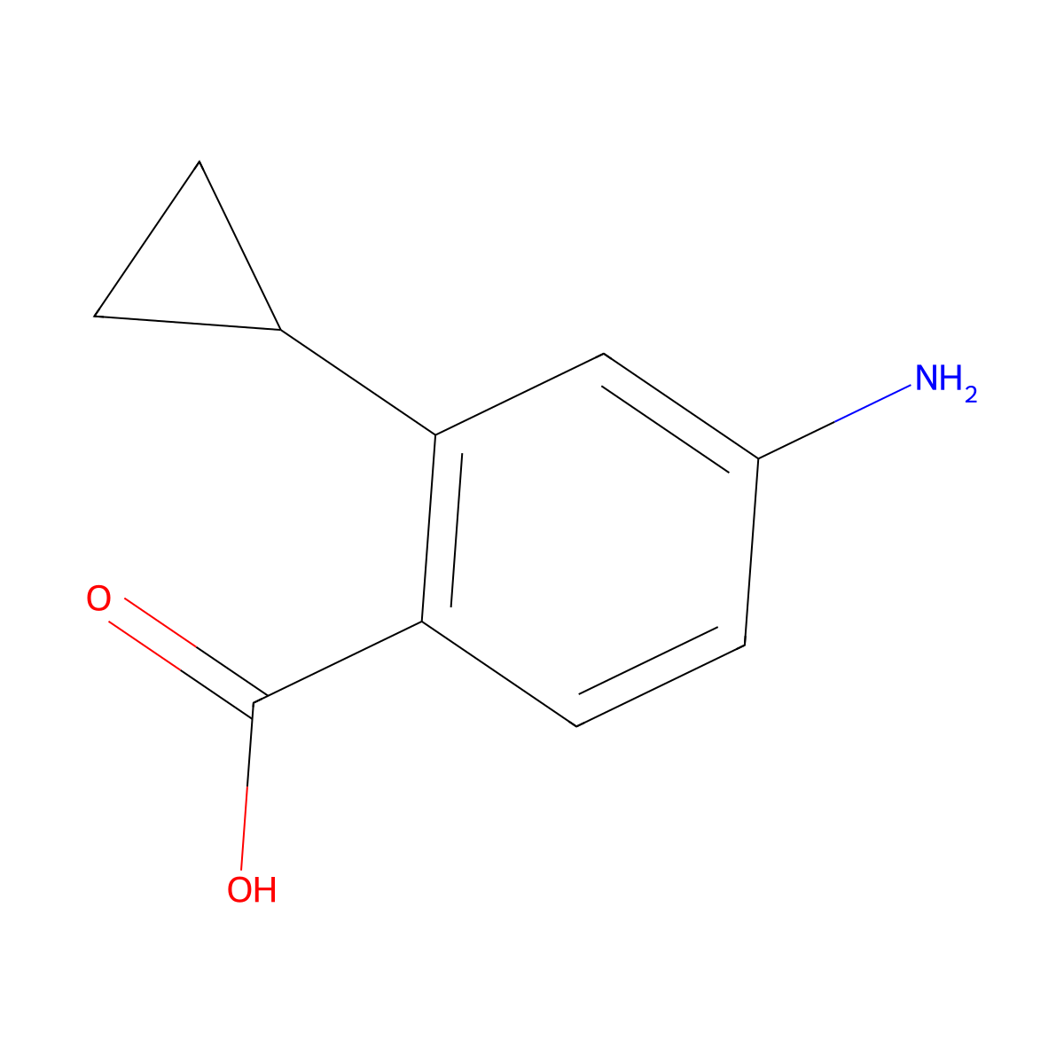 4-Amino-2-cyclopropylbenzoic acid molecular structure, CAS 2609110-47-4