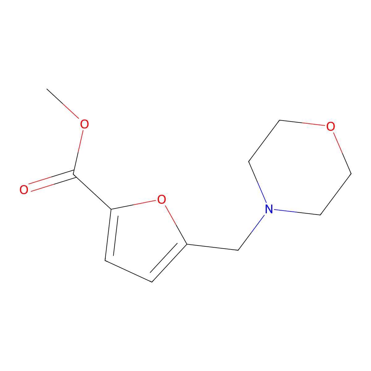 5-Morpholin-4-ylmethyl-furan-2-carboxylic acid methyl ester molecular structure, CAS 26095-04-5