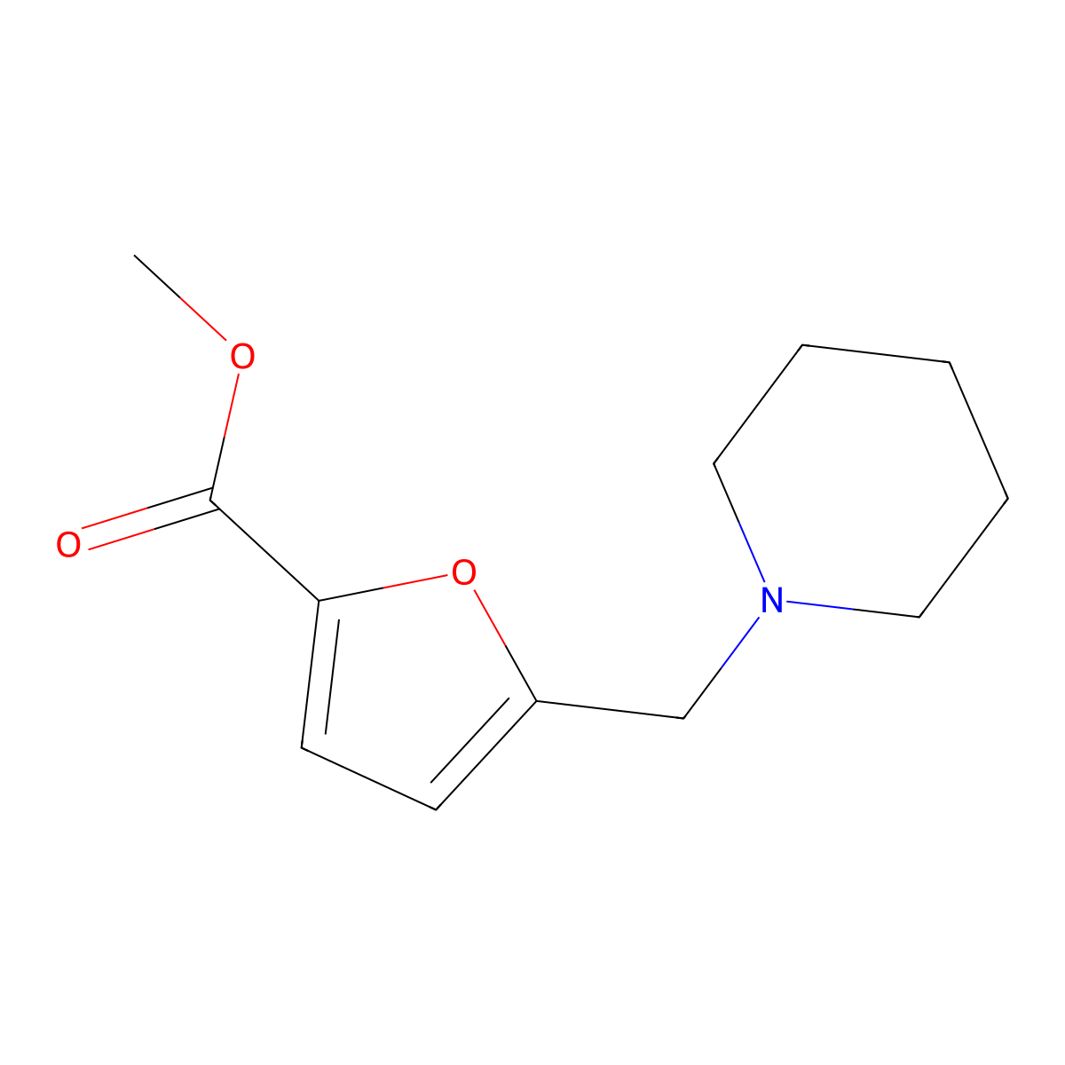 Methyl 5-(piperidin-1-ylmethyl)furan-2-carboxylate molecular structure, CAS 26095-05-6