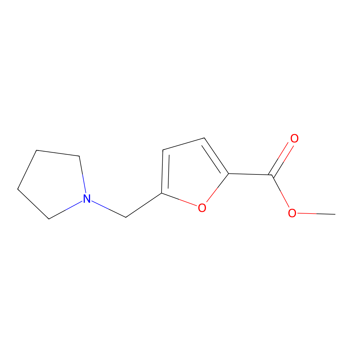 Methyl 5-(pyrrolidin-1-ylmethyl)furan-2-carboxylate molecular structure, CAS 26095-06-7