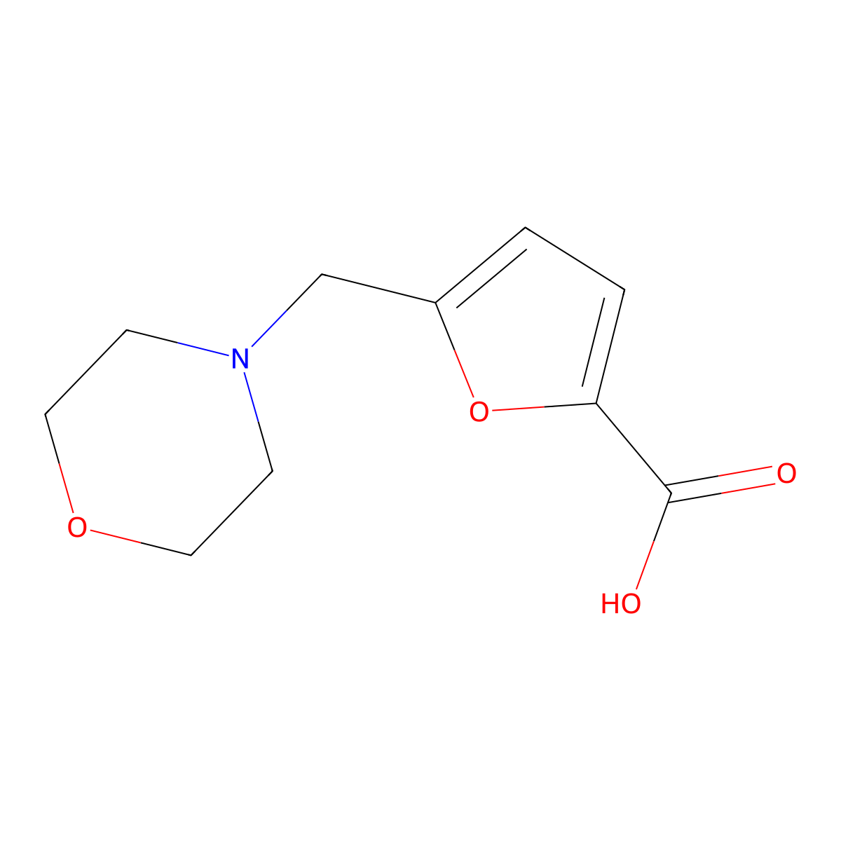 5-Morpholin-4-ylmethyl-furan-2-carboxylic acid molecular structure, CAS 26095-36-3