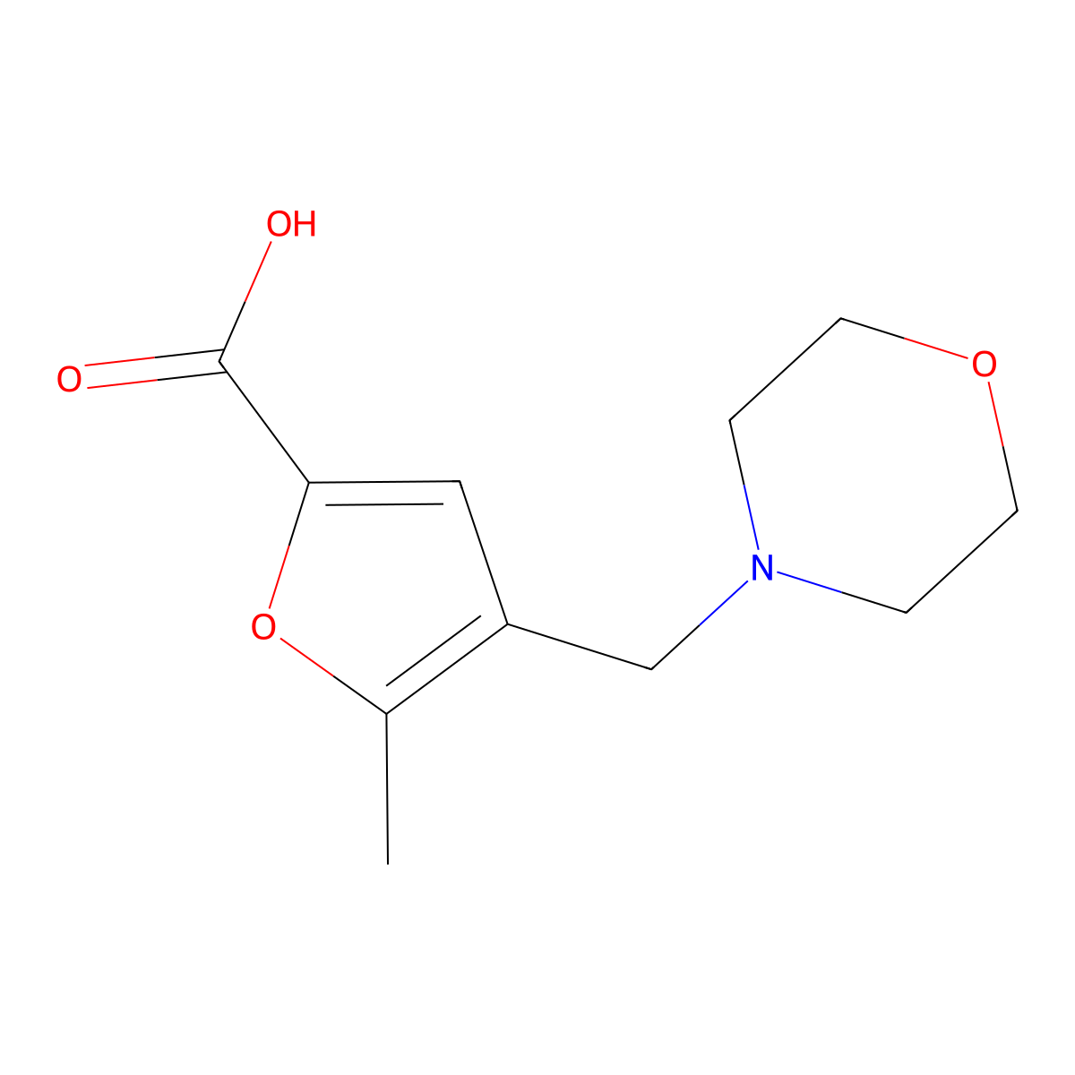 5-Methyl-4-(morpholinomethyl)furan-2-carboxylic acid molecular structure, CAS 26095-39-6