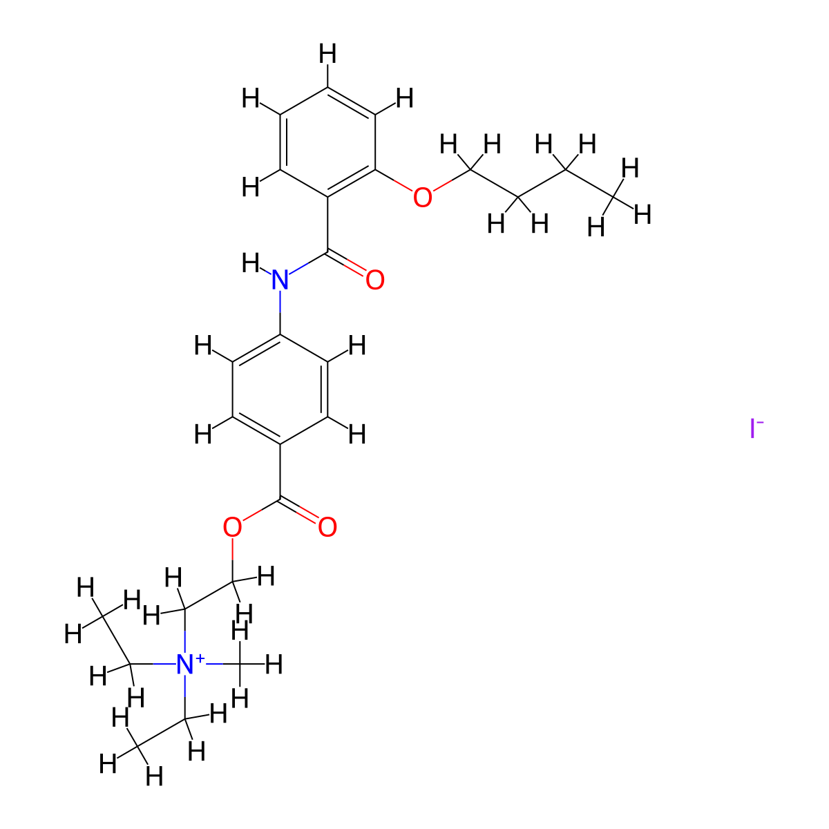 Ammonium, (2-(4-(2-butoxybenzamido)benzoyloxy)ethyl)diethylmethyl-, iodide molecular structure, CAS 26095-56-7