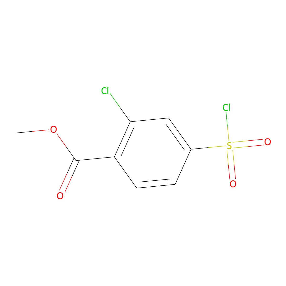 Methyl 2-chloro-4-(chlorosulfonyl)benzoate molecular structure, CAS 260968-87-4