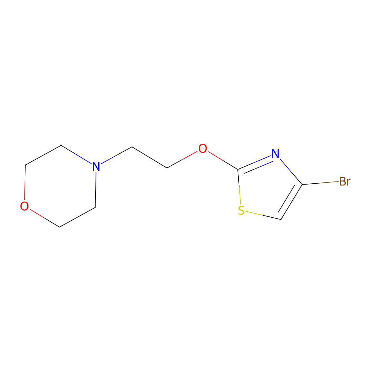 4-{2-[(4-Bromo-1,3-thiazol-2-yl)oxy]ethyl}morpholine molecular structure, CAS 2609681-66-3