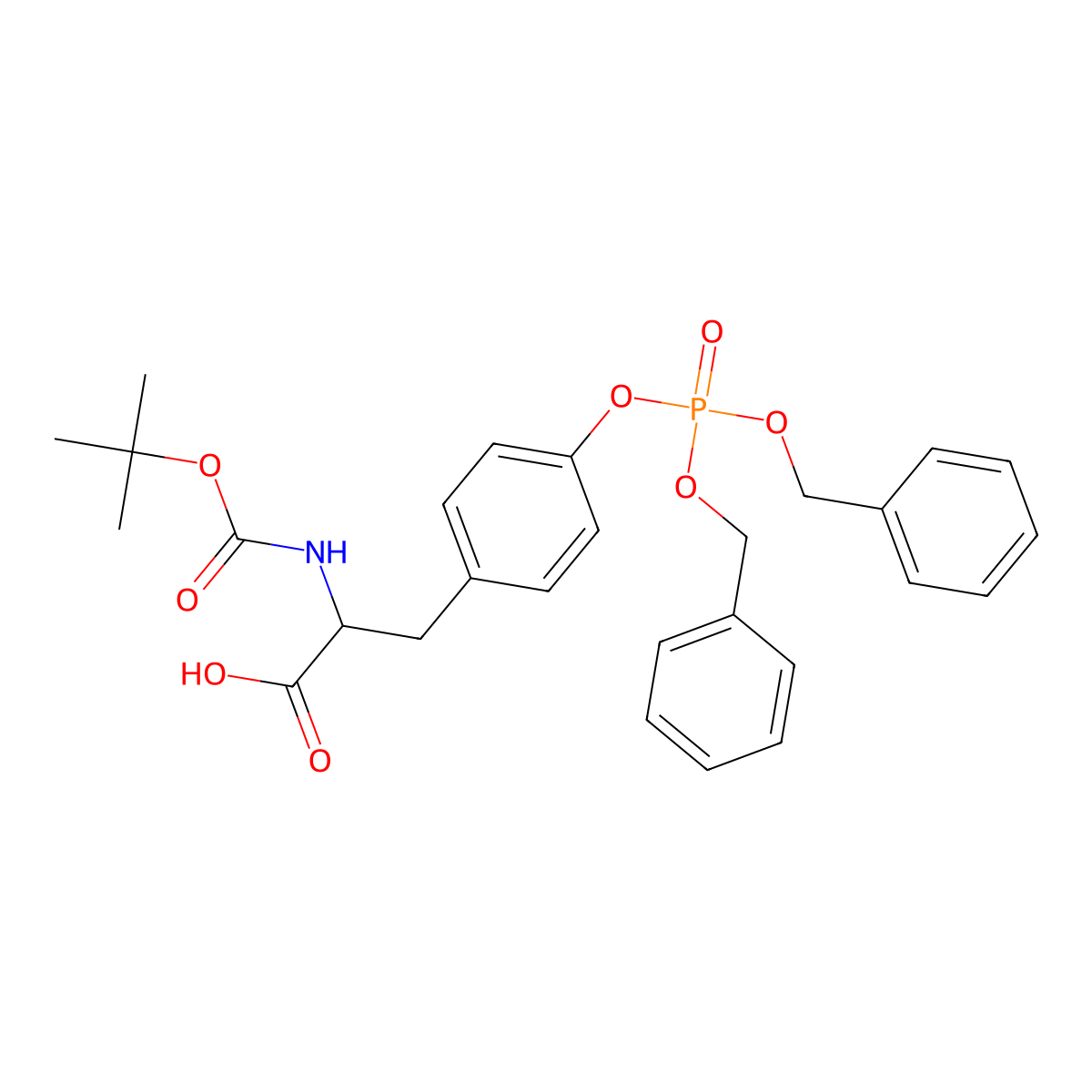 3-(4-{[Bis(benzyloxy)phosphoryl]oxy}phenyl)-2-{[(tert-butoxy)carbonyl]amino}propanoic acid molecular structure, CAS 260971-74-2