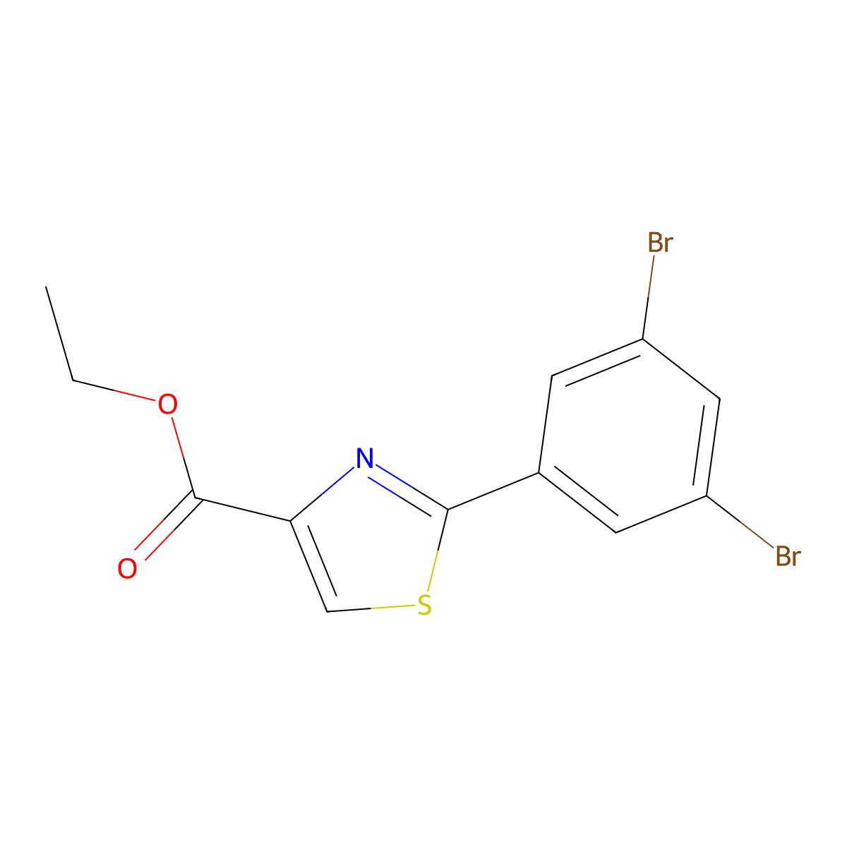 Ethyl 2-(3,5-dibromophenyl)-1,3-thiazole-4-carboxylate molecular structure, CAS 260973-61-3