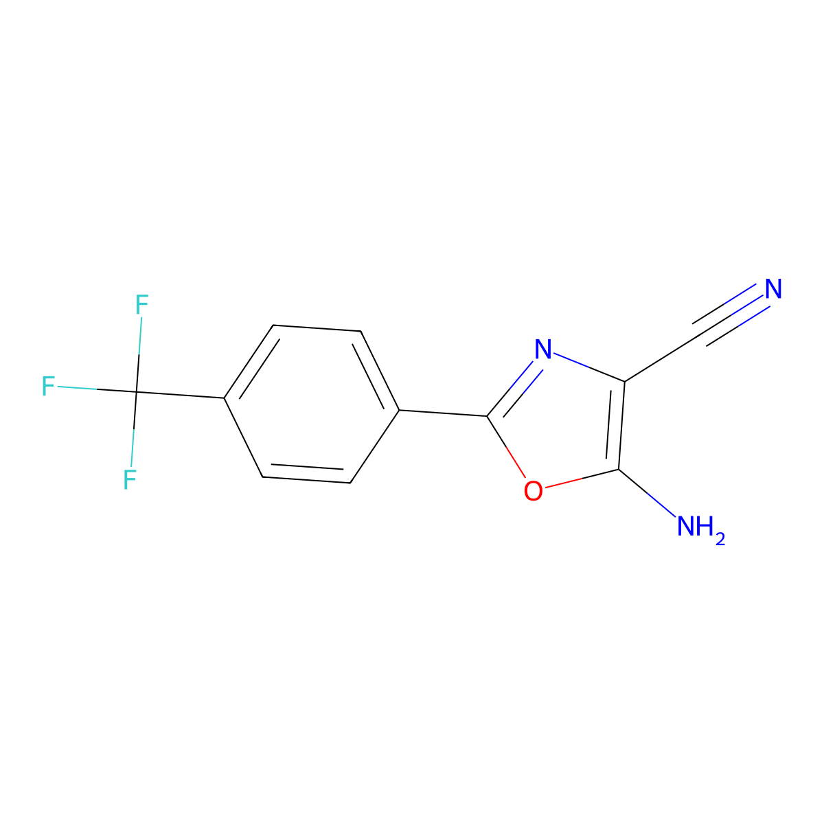 5-Amino-2-(4-(trifluoromethyl)phenyl)oxazole-4-carbonitrile molecular structure, CAS 260973-63-5