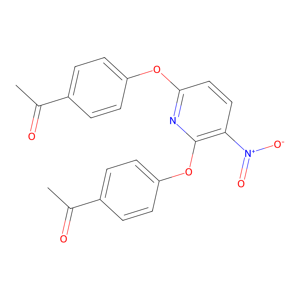 1,1'-[(3-Nitropyridine-2,6-diyl)bis(oxy-4,1-phenylene)]di(ethan-1-one) molecular structure, CAS 260973-64-6