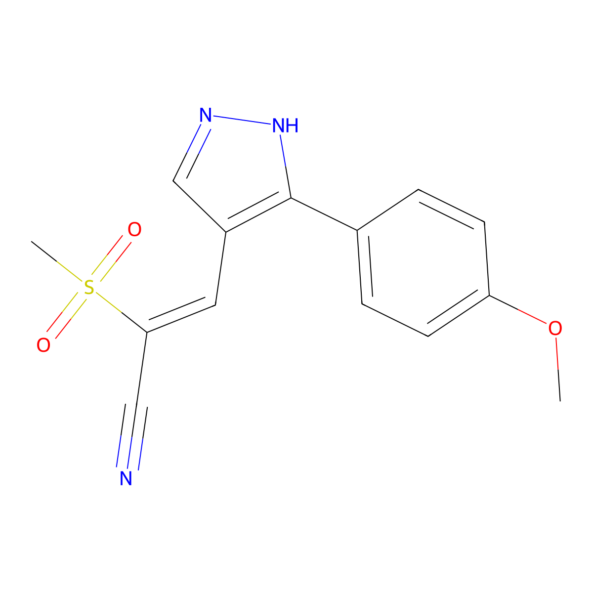 3-[3-(4-Methoxyphenyl)-1H-pyrazol-4-yl]-2-(methylsulfonyl)-2-propenenitrile molecular structure, CAS 260973-84-0