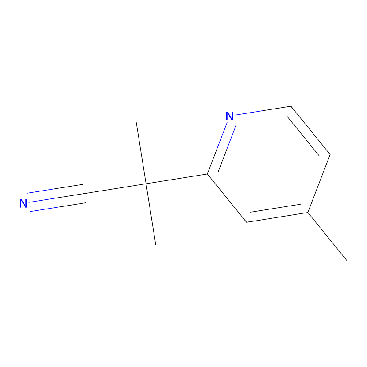 2-Methyl-2-(4-methylpyridin-2-yl)propanenitrile molecular structure, CAS 260981-46-2