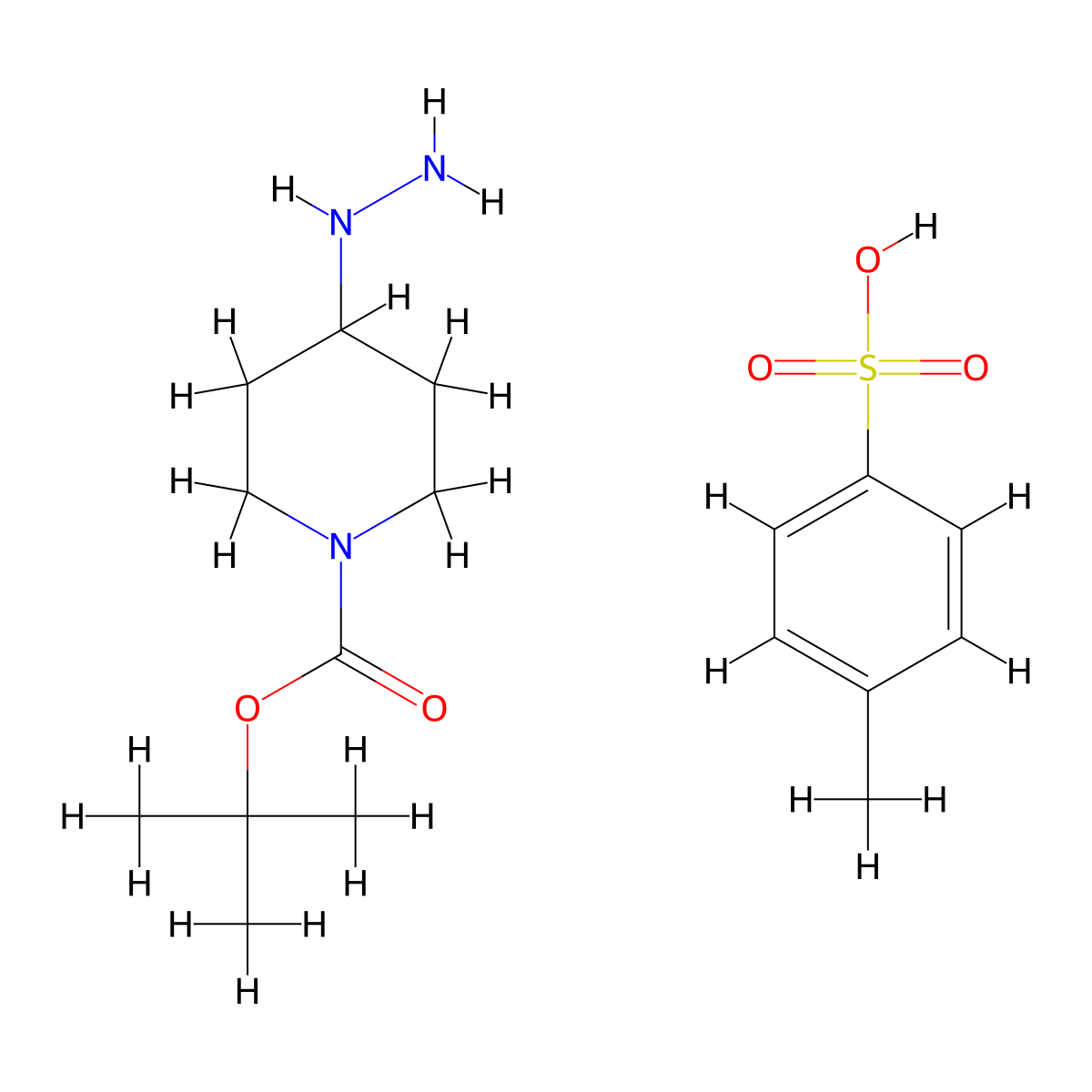 tert-Butyl 4-hydrazinylpiperidine-1-carboxylate 4-methylbenzenesulfonate molecular structure, CAS 2609842-67-1
