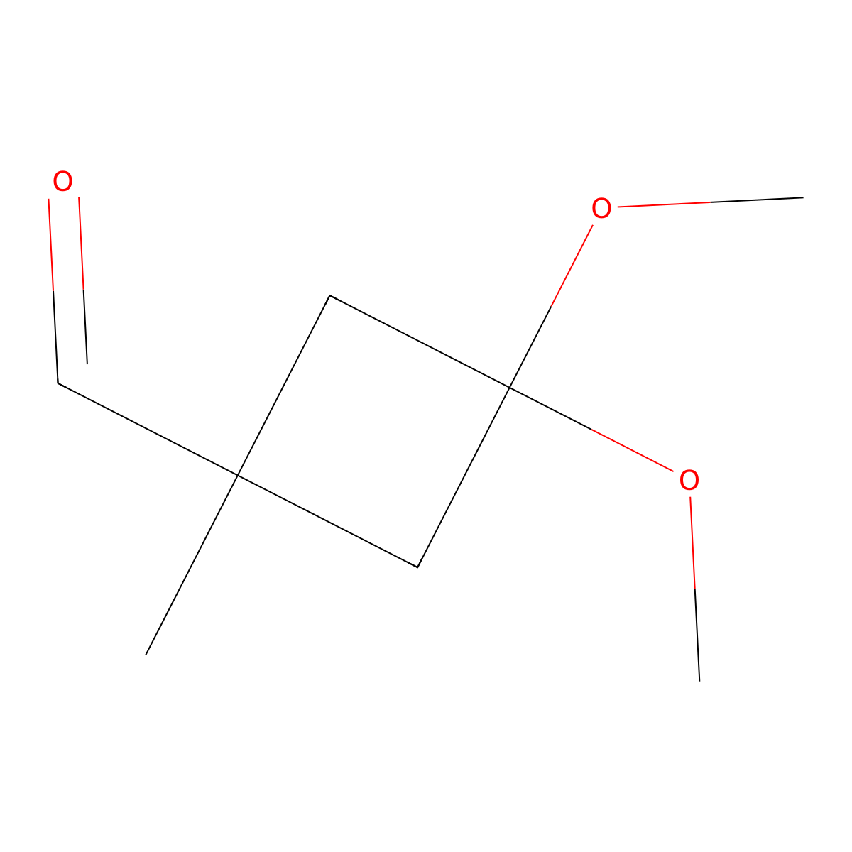 3,3-Dimethoxy-1-methylcyclobutane-1-carbaldehyde molecular structure, CAS 2609864-97-1