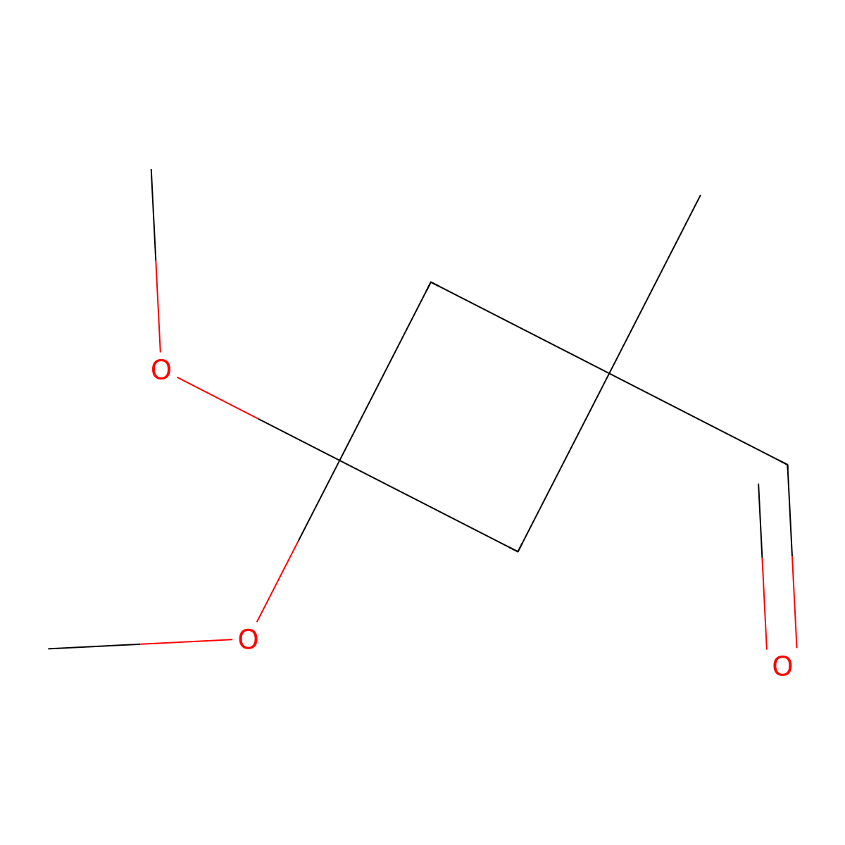 3,3-Dimethoxy-1-methylcyclobutane-1-carbaldehyde molecular structure, CAS 2609864-97-1