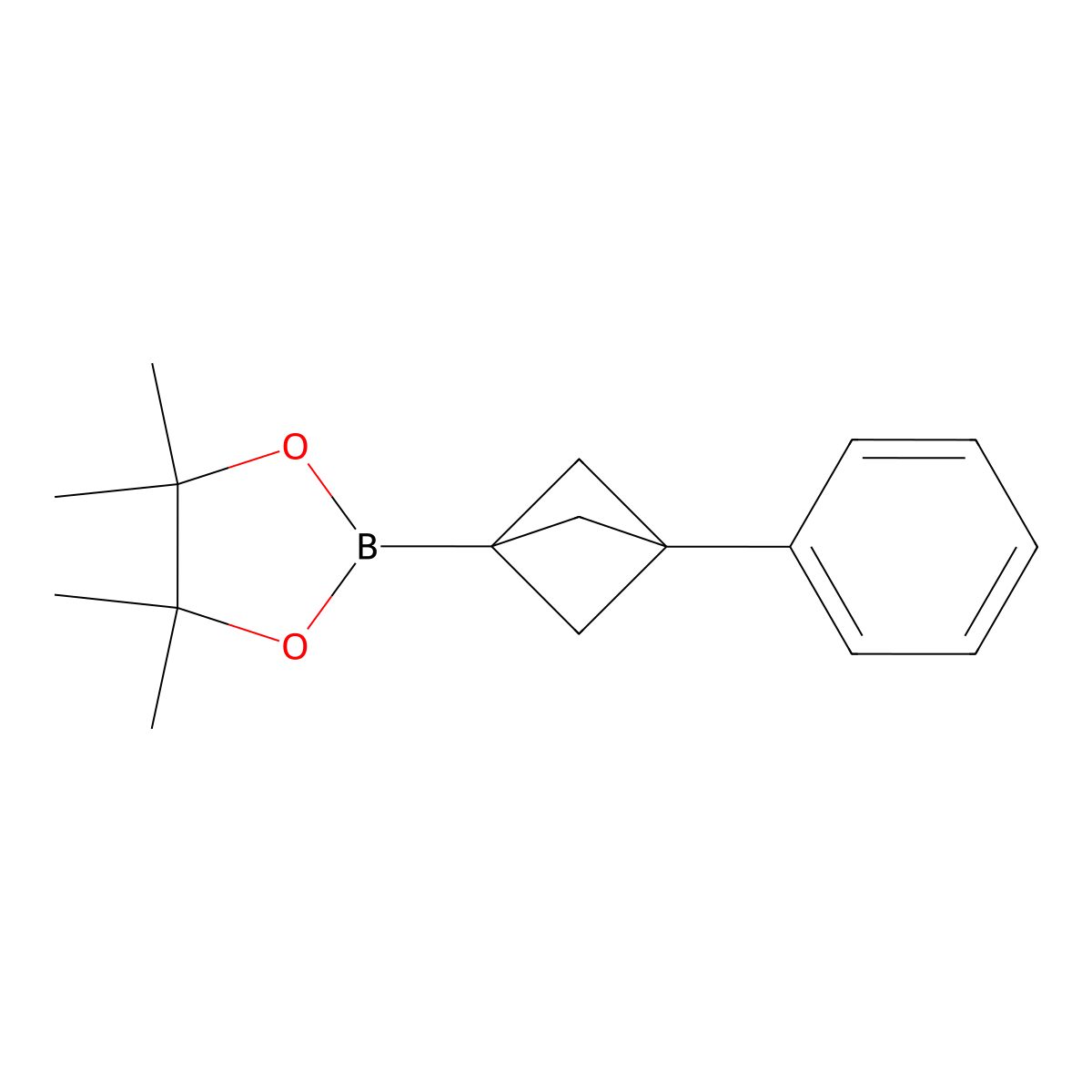 4,4,5,5-Tetramethyl-2-(3-phenylbicyclo[1.1.1]pentan-1-yl)-1,3,2-dioxaborolane molecular structure, CAS 2609866-49-9