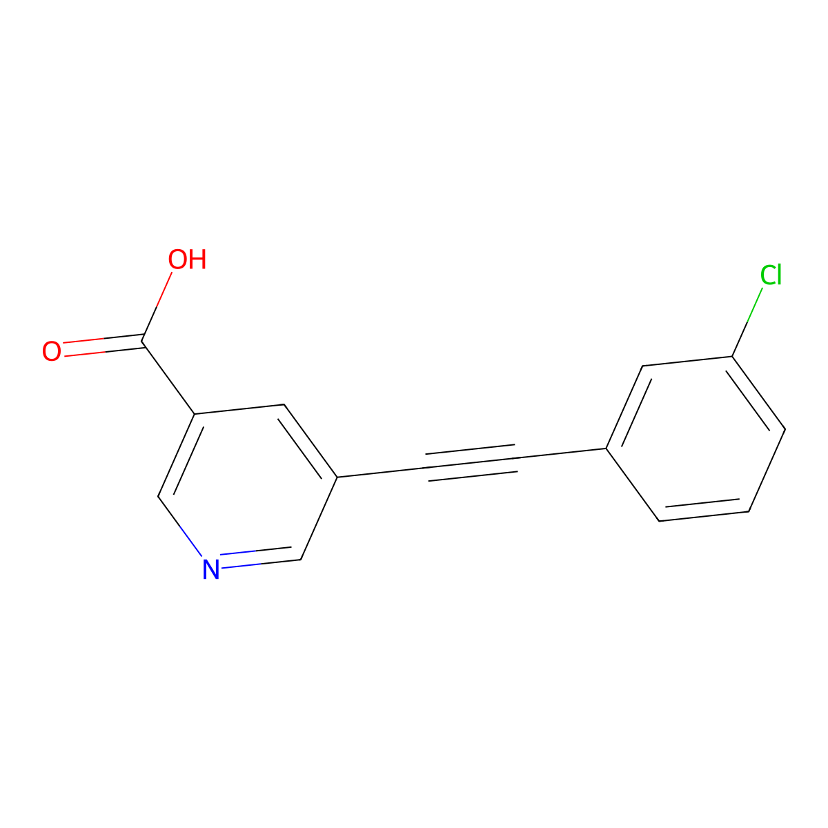 5-((3-Chlorophenyl)ethynyl)nicotinic acid molecular structure, CAS 2610083-85-5