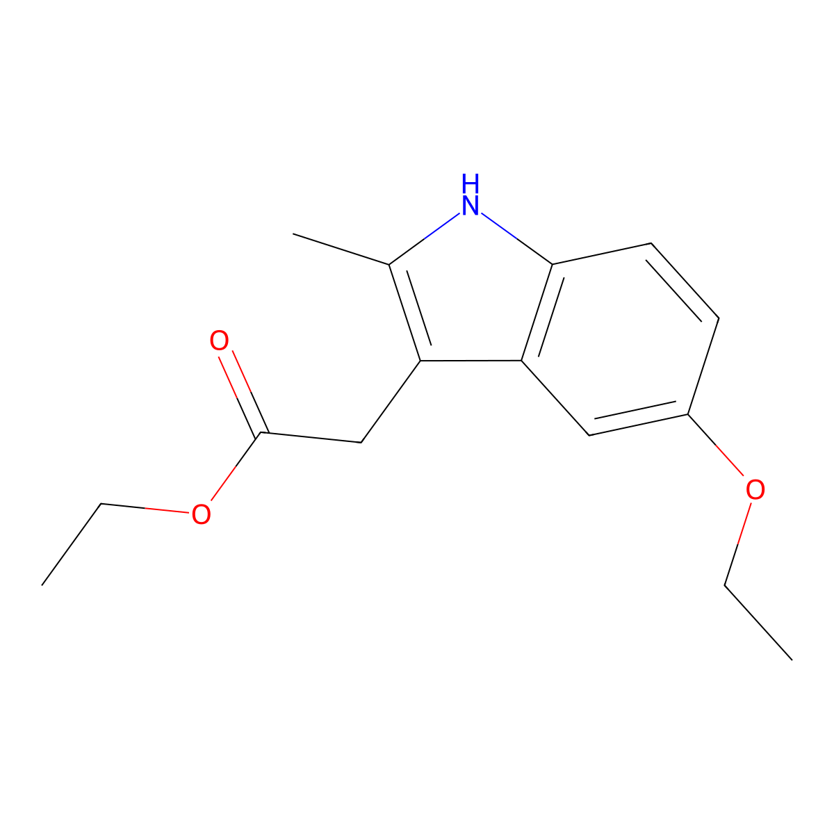 Ethyl 2-(5-ethoxy-2-methyl-1H-indol-3-yl)acetate molecular structure, CAS 2610113-40-9