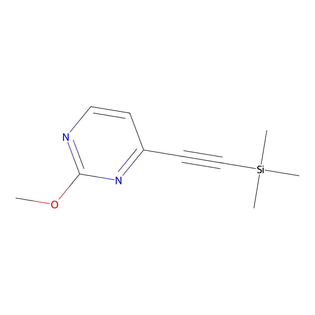2-Methoxy-4-((trimethylsilyl)ethynyl)pyrimidine molecular structure, CAS 2610445-87-7