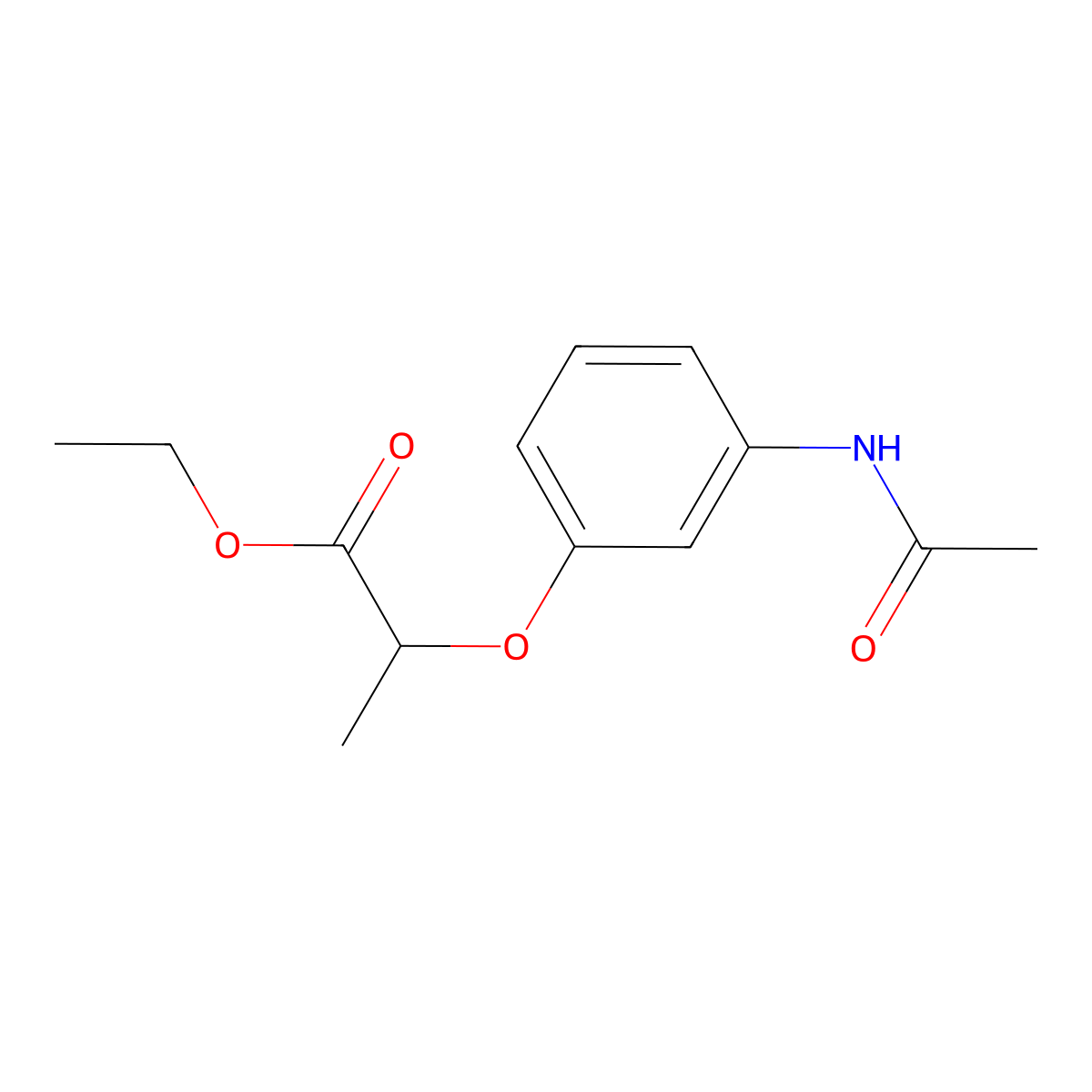 Ethyl 2-(3-acetamidophenoxy)propanoate molecular structure, CAS 26105-17-9