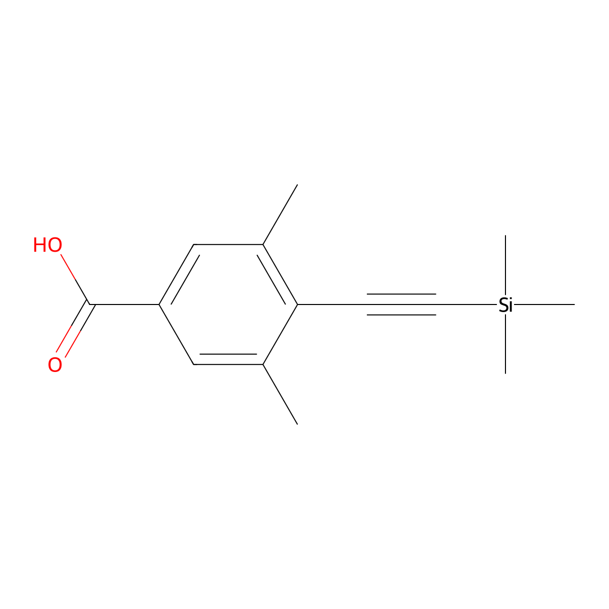 3,5-Dimethyl-4-((trimethylsilyl)ethynyl)benzoic acid molecular structure, CAS 2610535-73-2
