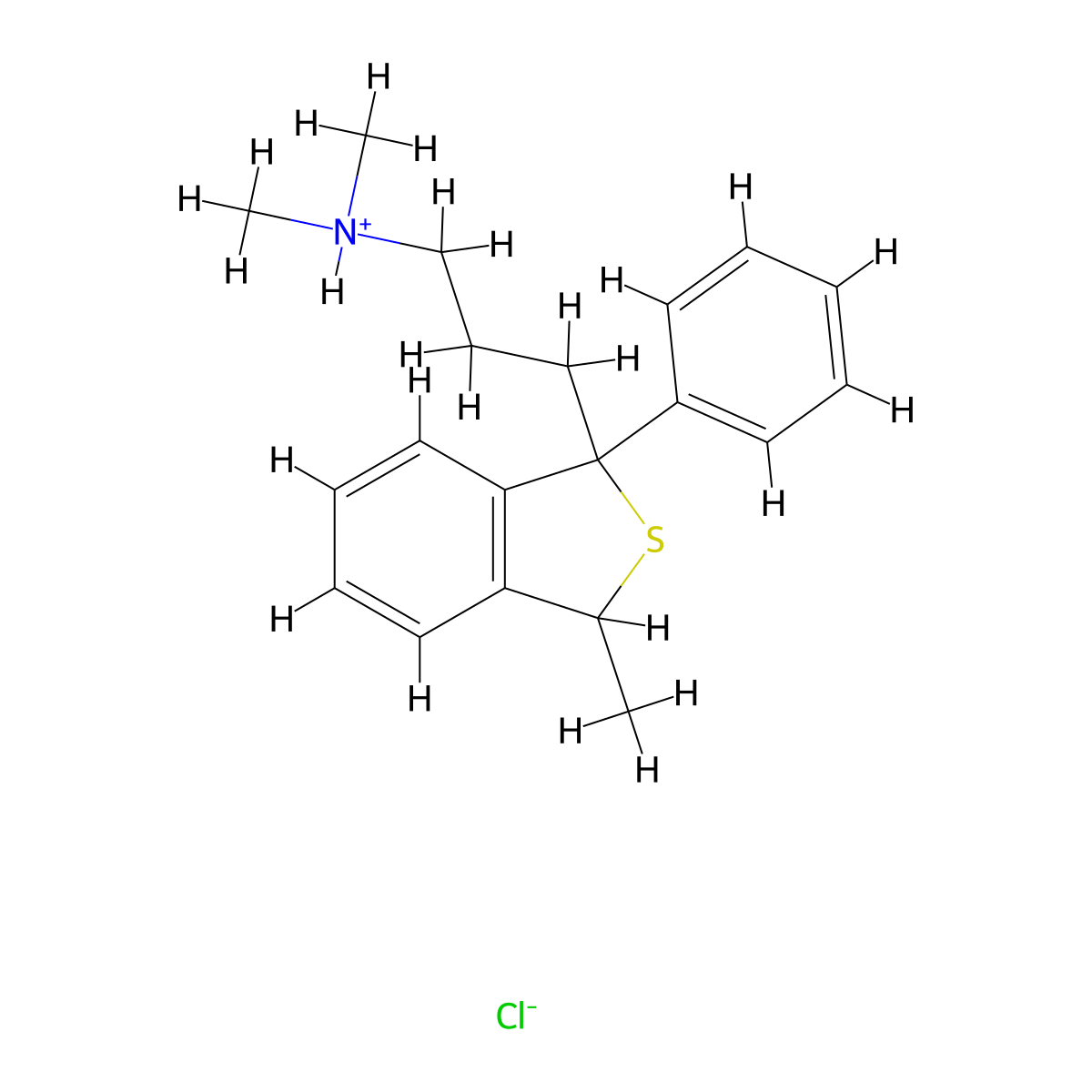 N,N-Dimethyl-3-(3-methyl-1-phenyl-1,3-dihydro-2-benzothiophen-1-yl)propan-1-amine--hydrogen chloride (1/1) molecular structure, CAS 26106-03-6