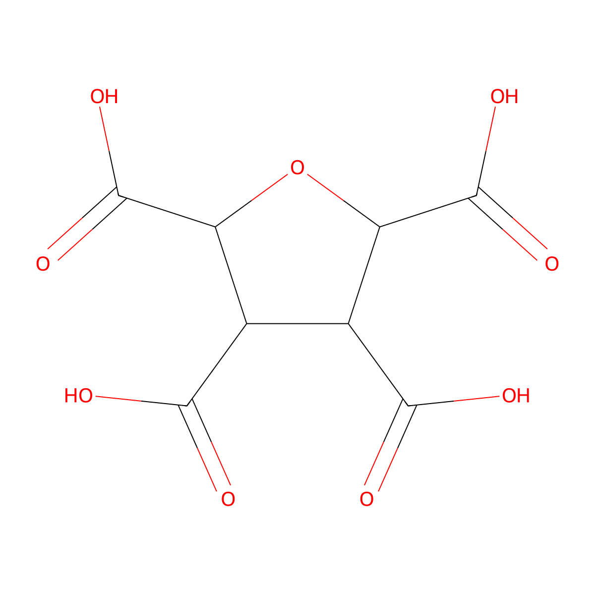 Tetrahydrofuran-2,3,4,5-tetracarboxylic acid, mixed isomers molecular structure, CAS 26106-63-8