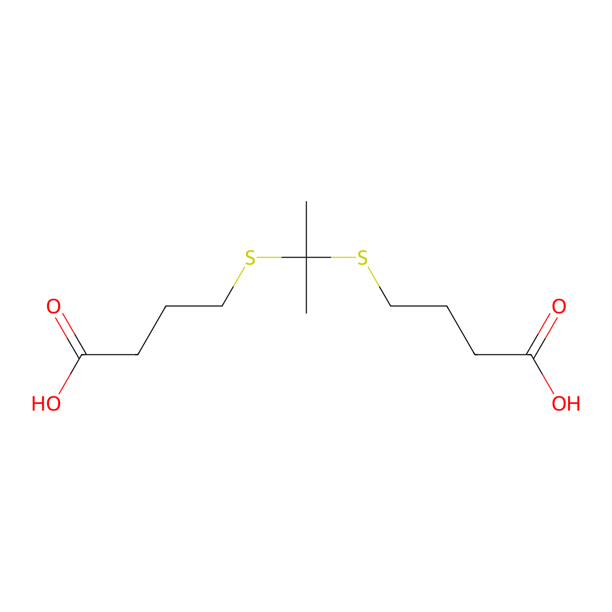 4,4'-(Propane-2,2-diylbis(sulfanediyl))dibutyric acid molecular structure, CAS 2610633-66-2