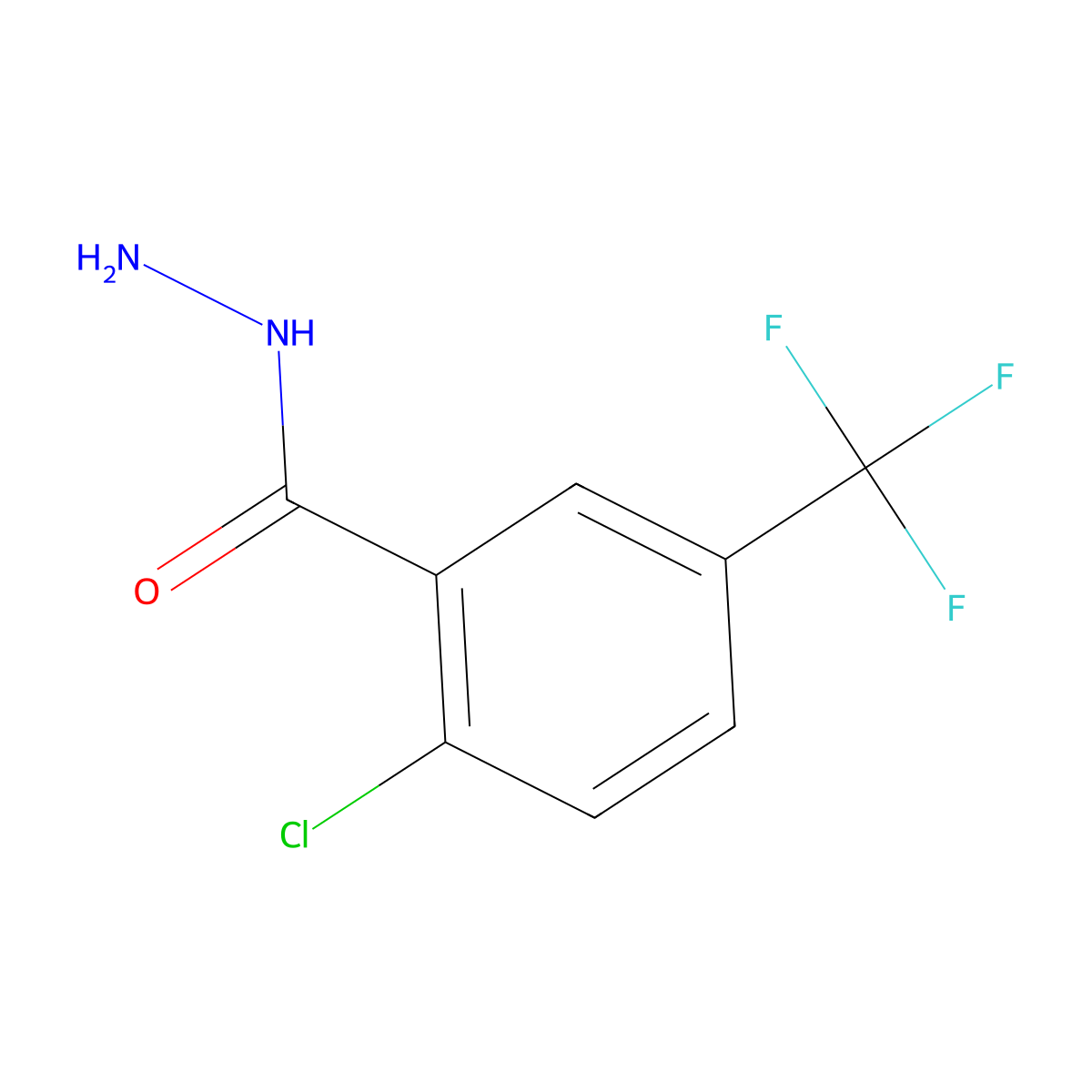 2-Chloro-5-(trifluoromethyl)benzohydrazide molecular structure, CAS 26107-81-3