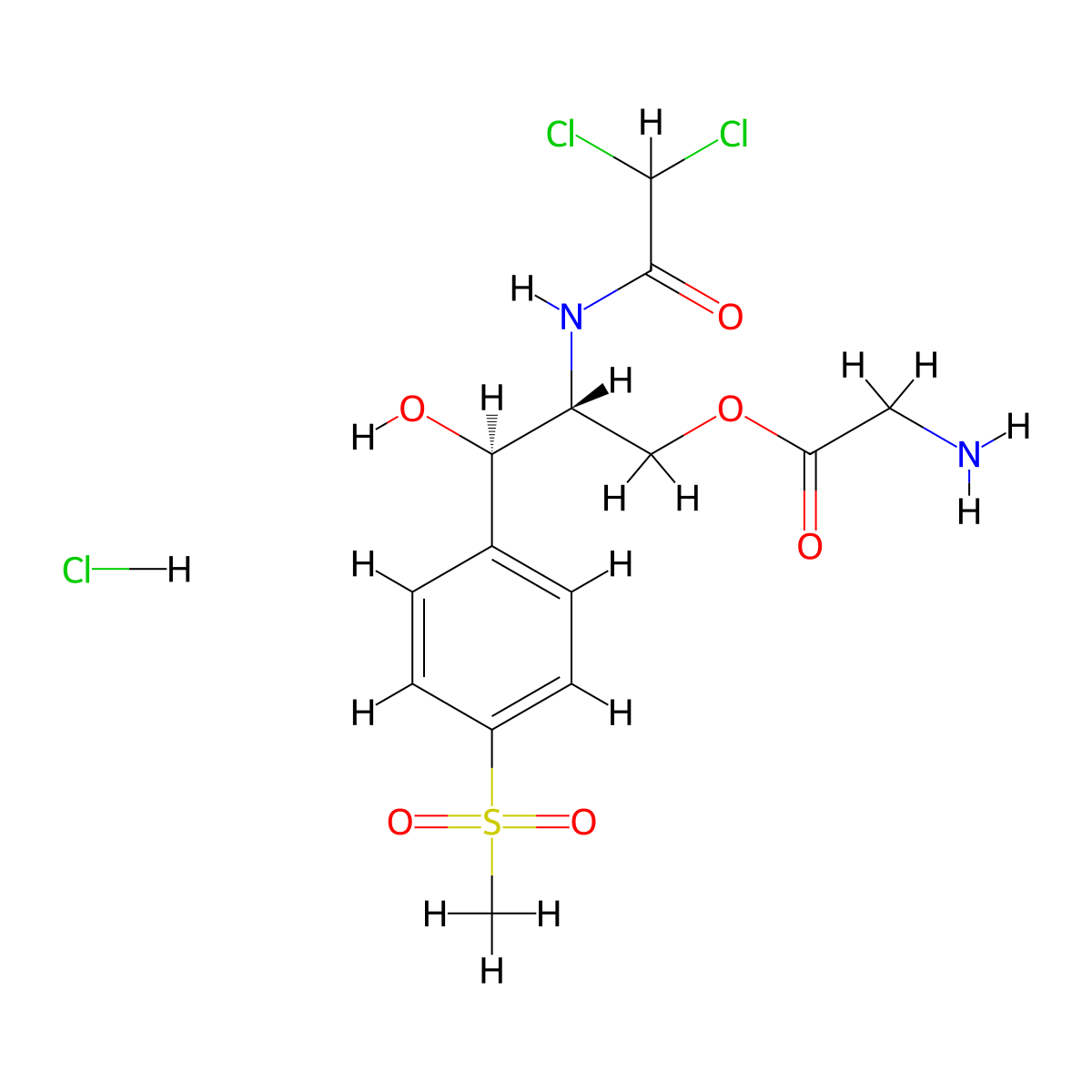 Thiamphenicol Aminoacetate Hydrochloride molecular structure, CAS 2611-61-2
