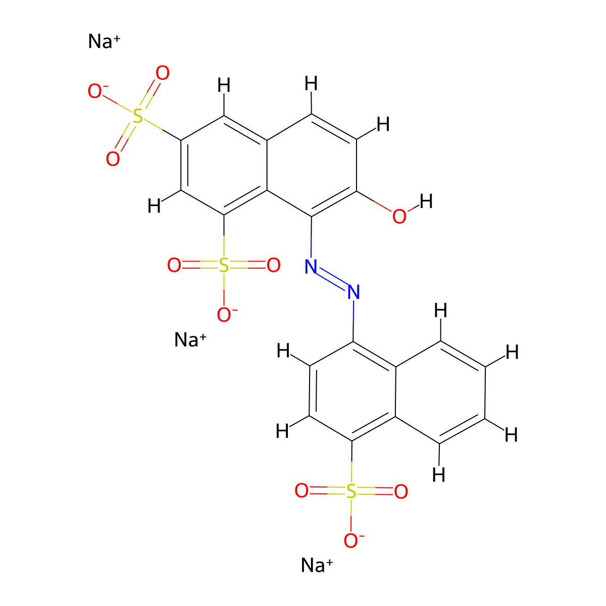 C.I. Acid Red 18, trisodium salt molecular structure, CAS 2611-82-7