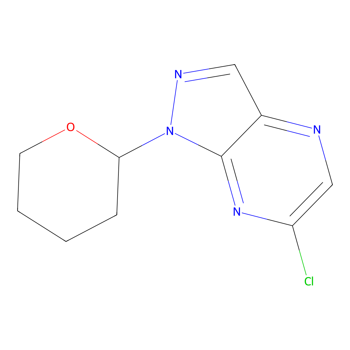 6-Chloro-1-tetrahydropyran-2-YL-pyrazolo[3,4-B]pyrazine molecular structure, CAS 2611563-27-8