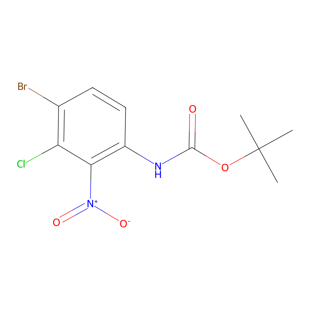 tert-butyl N-(4-bromo-3-chloro-2-nitrophenyl)carbamate molecular structure, CAS 2611563-29-0