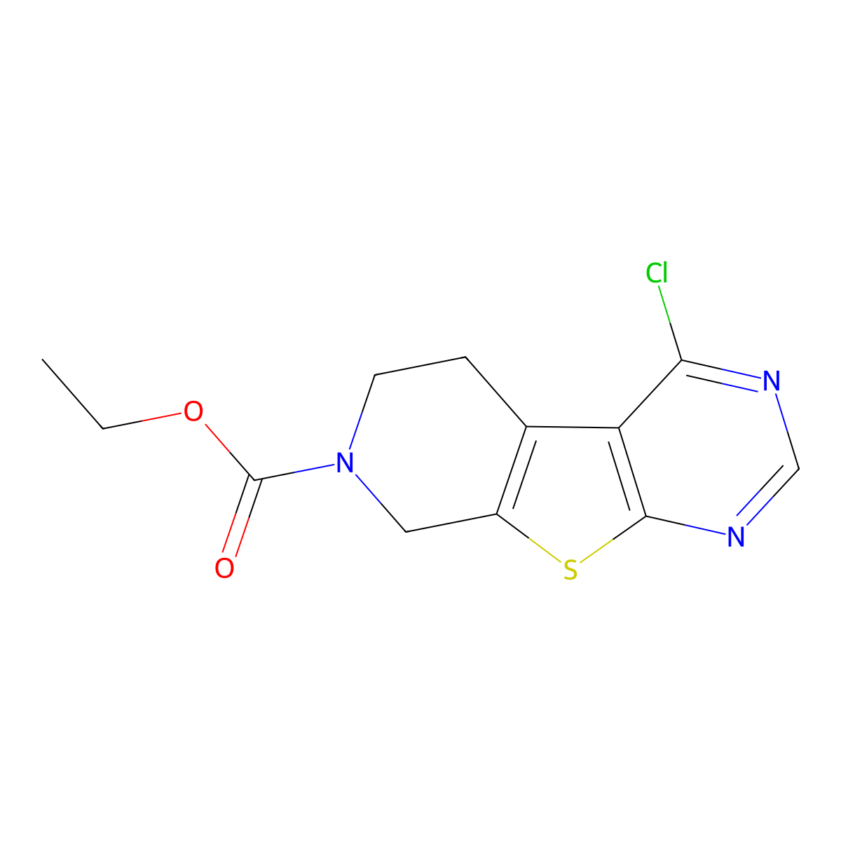 Ethyl 4-chloro-5,8-dihydropyrido[4',3':4,5]thieno[2,3-d]pyrimidine-7(6H)-carboxylate molecular structure, CAS 261157-10-2