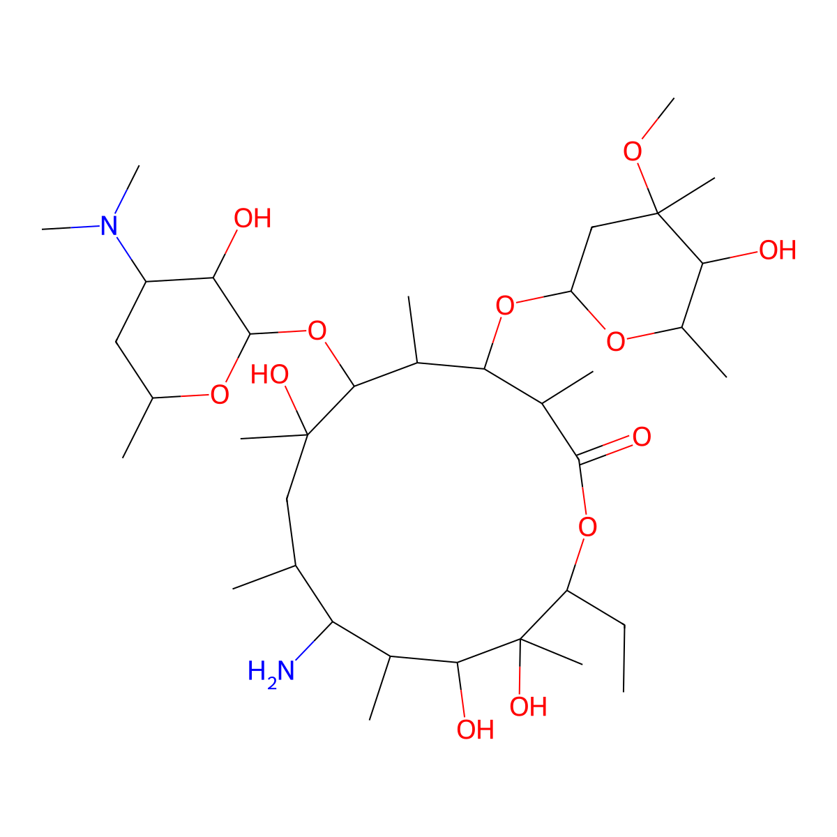 Erythromycylamine molecular structure, CAS 26116-56-3